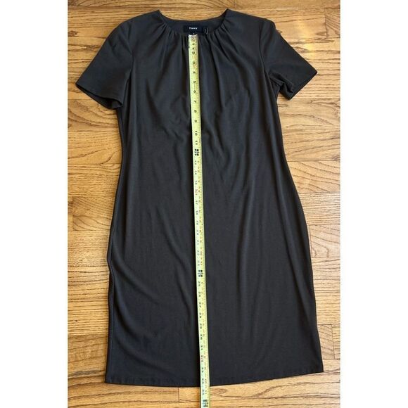 Theory Women's Ash Gather Tee Ruched Neck Short Sleeve Midi Slip Dress Size M - Picture 9 of 11